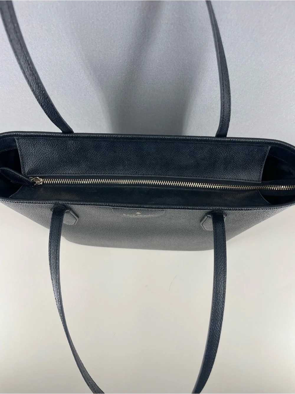 Kate Spade New York Black Tote Zip Top Gold Hardware Double Handles Pockets
